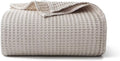 Lightweight Warm 100% Cotton Waffle Bed Blanket King Size, Throw Blanket for Couch All Seasons (Beige, 104x90) - Lightweight Plush Warm Blanket for All Seasons - Default Title