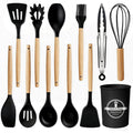Heat-Resistant Silicone Cooking Utensils Set, Heat Resistant Kitchen Cooking Utensils Set, 12 PCS Handle Silicone Kitchen Gadgets Ut... - Ergonomic Kitchen Tongs and Cooking Spoon Utensil - Default Title