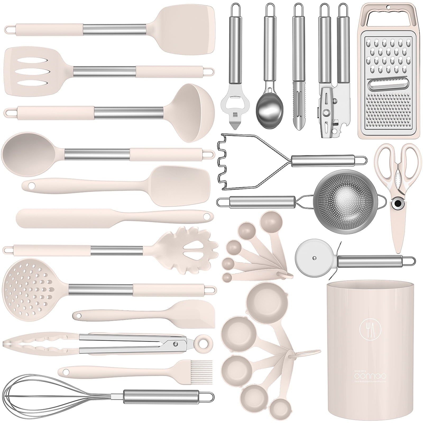 Premium Silicone Silicone Cooking Utensils Set - Heat Resistant Silicone Kitchen Utensils for Cooking, Kitchen Utensil Spatula Set,BPA... - Ergonomic Kitchen Tongs and Cooking Spoon Utensil - Default Title