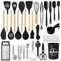 Durable Steel Silicone Cooking Utensils Set with Holder, 44 PCS Kitchen Utensils Set, Silicone Kitchen Gadgets Spatulas Set for Non... - High-Precision Culinary Tool for Baking & Cooking - Default Title
