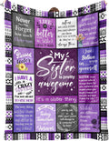 Cozy Fleece Sister Gifts Blanket, Sister Gifts , Happy Birthday Gifts for Sister, Unique Sister Gifts for My Dear Sister on Mothe... - Luxury Knitted Decorative Throw Blanket with Fringes - Default Title