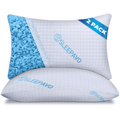 Fluffy Shredded Adjustable Shredded Memory Foam Pillows Queen Size Set of 2 - Extra Soft Cooling Bamboo Bed Pillows for Sleeping - Ba... - Ergonomic Memory Foam Pillow for Neck Pain Support - Default Title
