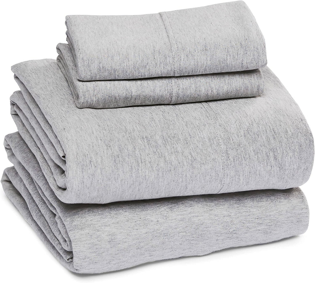Wrinkle-Resistant Jersey Knit Full Size Sheets 4pc|100% T-Shirt Cotton Blend Super Soft Breathable Jersey Sheets Full Size Bed, Stretch... - Luxury Bed Sheet Set with Deep Pockets - Default Title