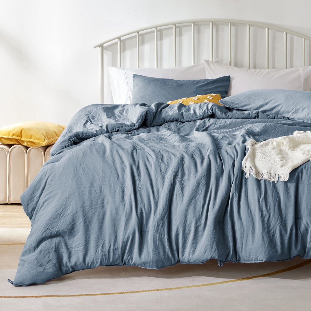 Luxurious Quilted Washed Comforter Sets Queen 3 Piece, Soft and Cozy, Fluffy Microfiber Fill, Washed Textured Wrinkled Design (Flint St... - Luxurious Quilted Duvet Cover Set - Default Title