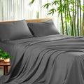 Premium Egyptian Cotton Luxury Bamboo Bed Sheet Set - Deep Pockets - 4 Piece, Queen, Dark Gray - Cooling Hotel Quality Bedding Sheets and Pillowcases - Default Title