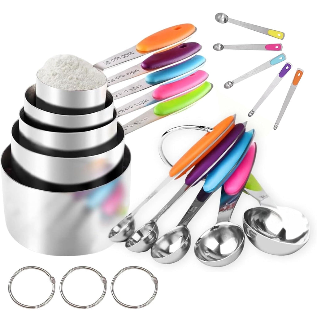 Durable Steel Stainless Steel Measuring Cups and Spoons Set of 15, 5 Stainless Steel Nesting Measuring Cups & 5 Spoons, 5 Mini Meas... - Heavy Duty Stainless Steel Kitchen Shears - Default Title