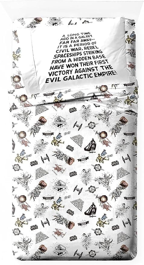 Cooling Sateen T-Shirt Comic 3 Piece Twin Size Bed Sheets Set - Disney Space Theme Bedding - Cooling Hotel Quality Bedding Sheets and Pillowcases - Default Title