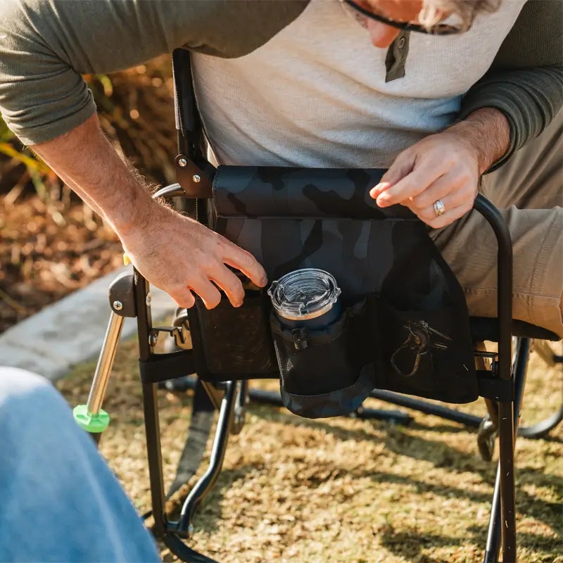 Luxury Camp Stowaway Rocker - Choice 794 - RoadTrip Rocker Smooth Motion Camp Chair Detail