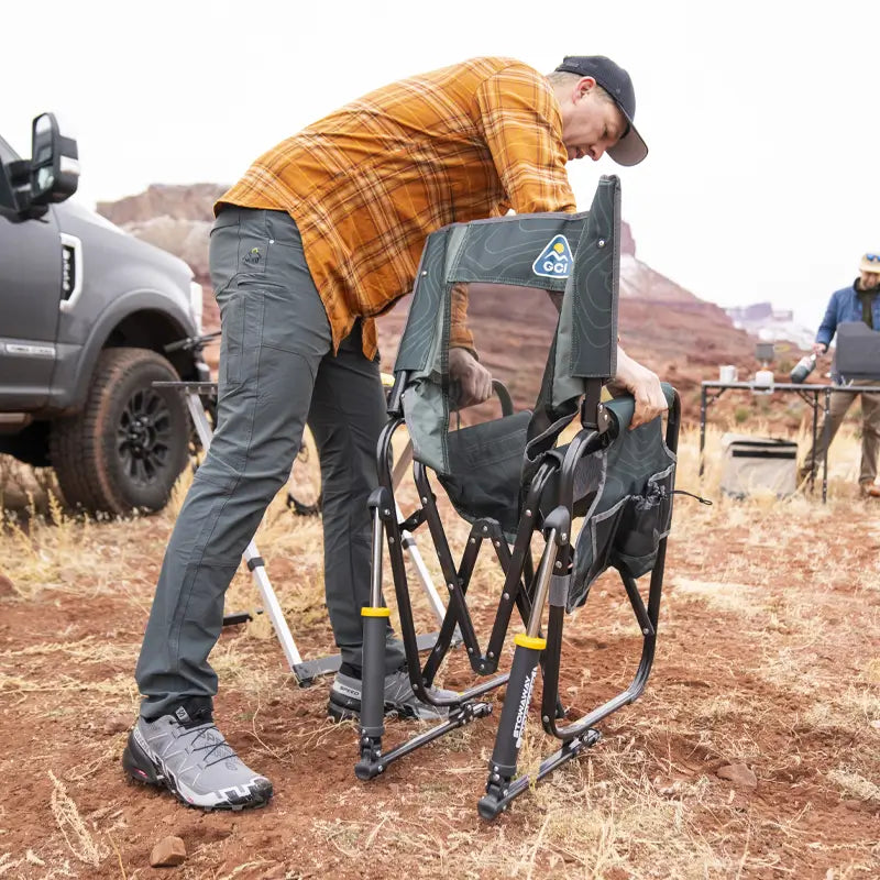 Luxury Camp Stowaway Rocker - Choice 794 - RoadTrip Rocker Smooth Motion Camp Chair Detail