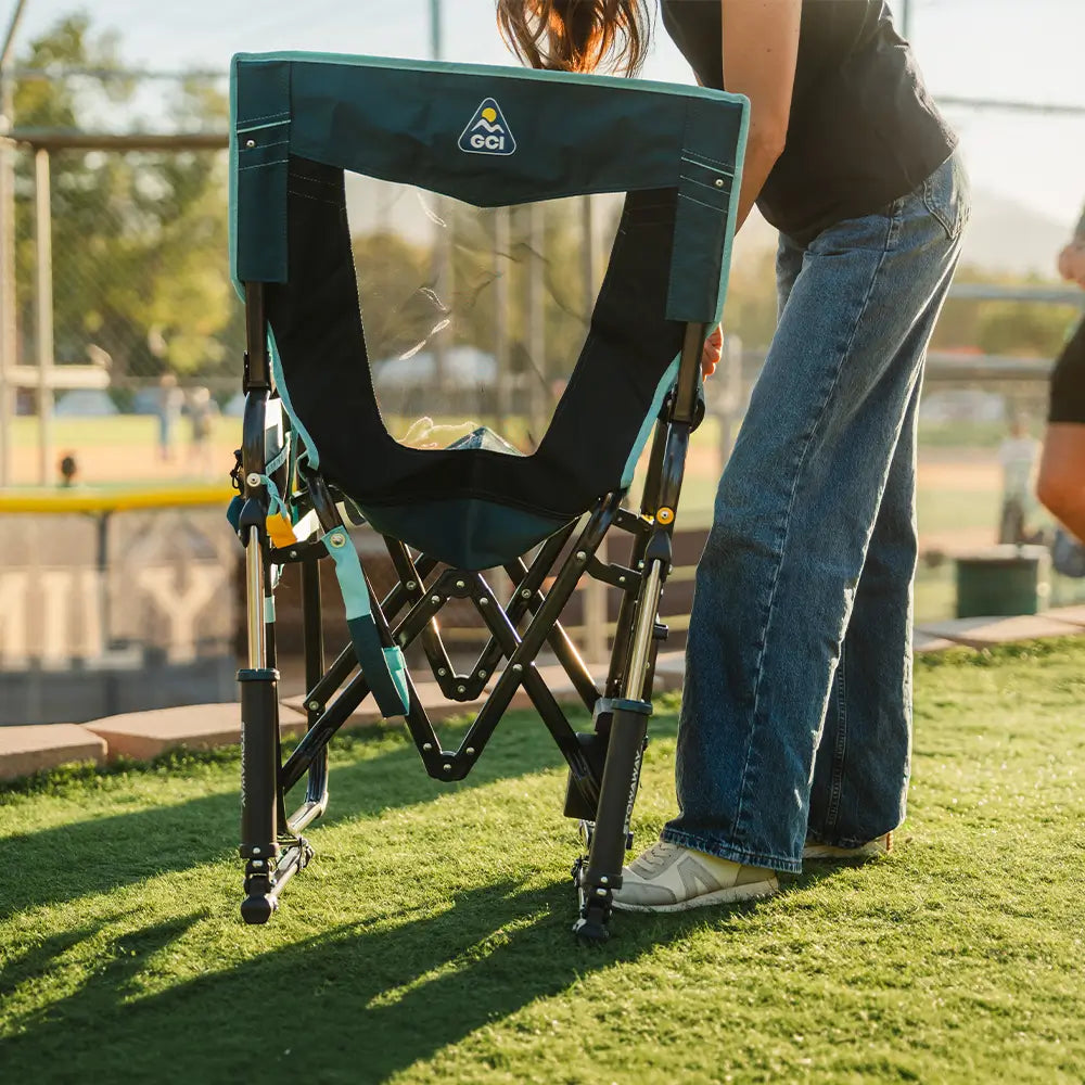 Premium All-Weather Stowaway Rocker with Side Table - Choice 253 - Freestyle Rocker Portable Outdoor Folding Chair Detail