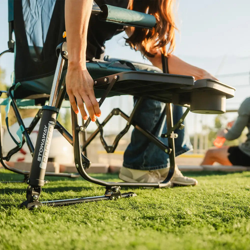 Premium All-Weather Stowaway Rocker with Side Table - Choice 253 - Freestyle Rocker Portable Outdoor Folding Chair Detail