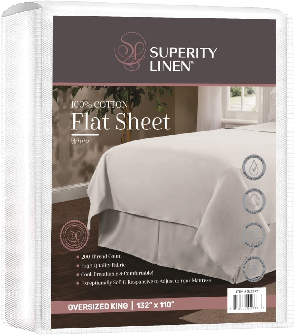 Ultra-Soft Oversized King Size Flat Sheet for Bed - 100% Cotton - Durable and Comfortable with 200 Thread Count - Soft, Breathea... - Cooling Hotel Quality Bedding Sheets and Pillowcases - Default Title