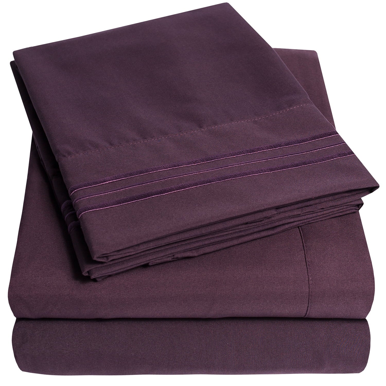 Wrinkle-Resistant 1800 Series Bed Sheets - Extra Soft Microfiber Deep Pocket Sheet Set - Purple, Full - Breathable Egyptian Cotton Flat & Fitted Sheets - Default Title
