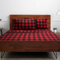 Breathable Luxury Buffalo Plaid Black and Red 4 Piece Bed Sheet Set - Twin - Breathable Egyptian Cotton Flat & Fitted Sheets - Default Title