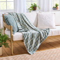 Decorative Knitted Woven Chenille Plaid Throw Blanket, Green River , 50x72 Inches - Luxury Knitted Decorative Throw Blanket with Fringes - Default Title