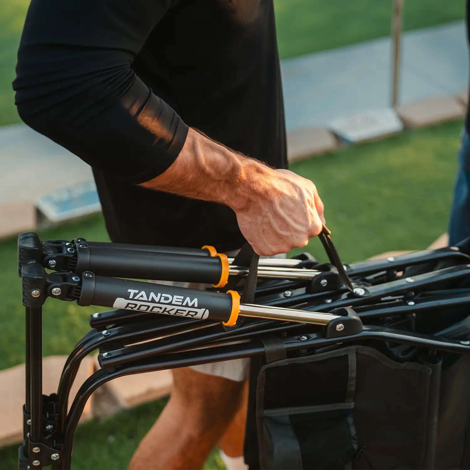 Premium All-Weather Tandem Rocker - Choice 227 - Heavy-Duty Kickback Rocker with Beverage Holder Detail
