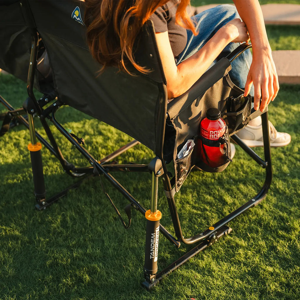 Premium All-Weather Tandem Rocker - Choice 227 - Heavy-Duty Kickback Rocker with Beverage Holder Detail