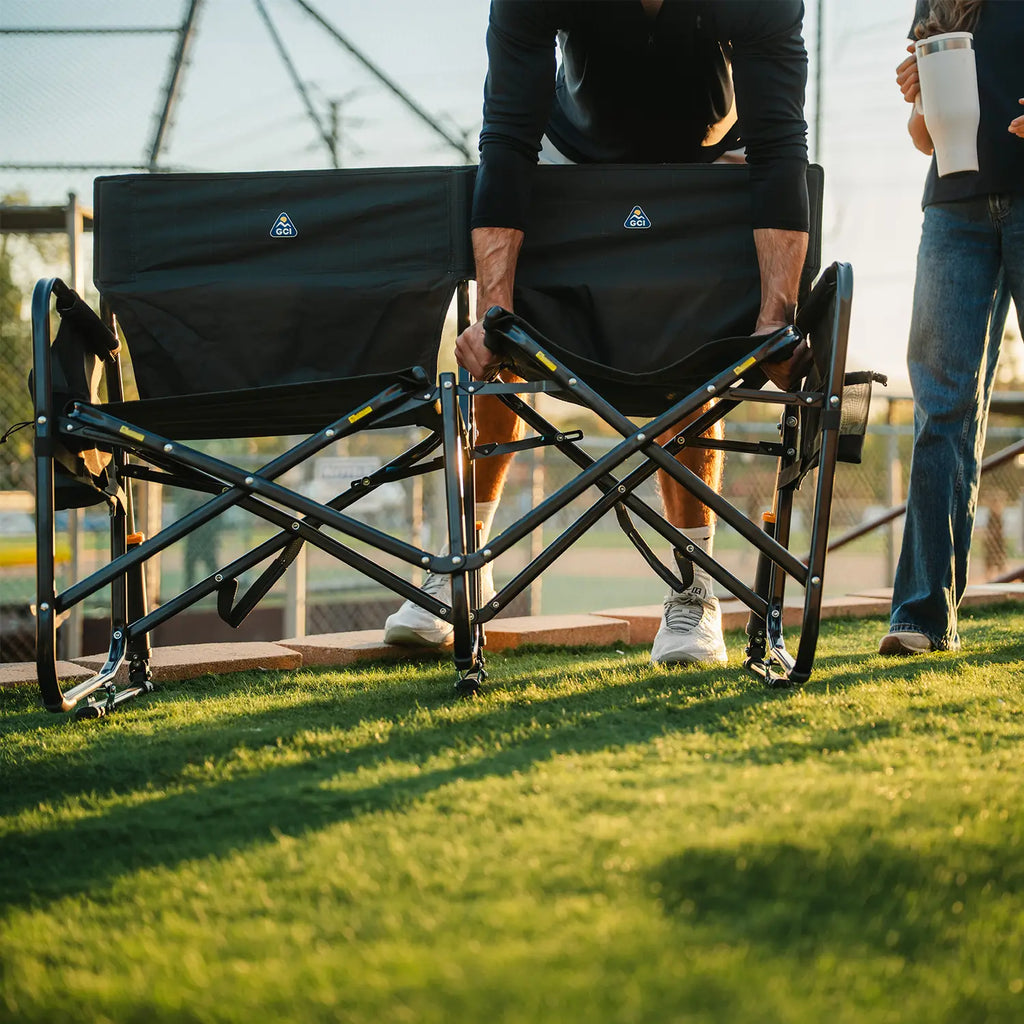 Premium All-Weather Tandem Rocker - Choice 227 - Heavy-Duty Kickback Rocker with Beverage Holder Detail