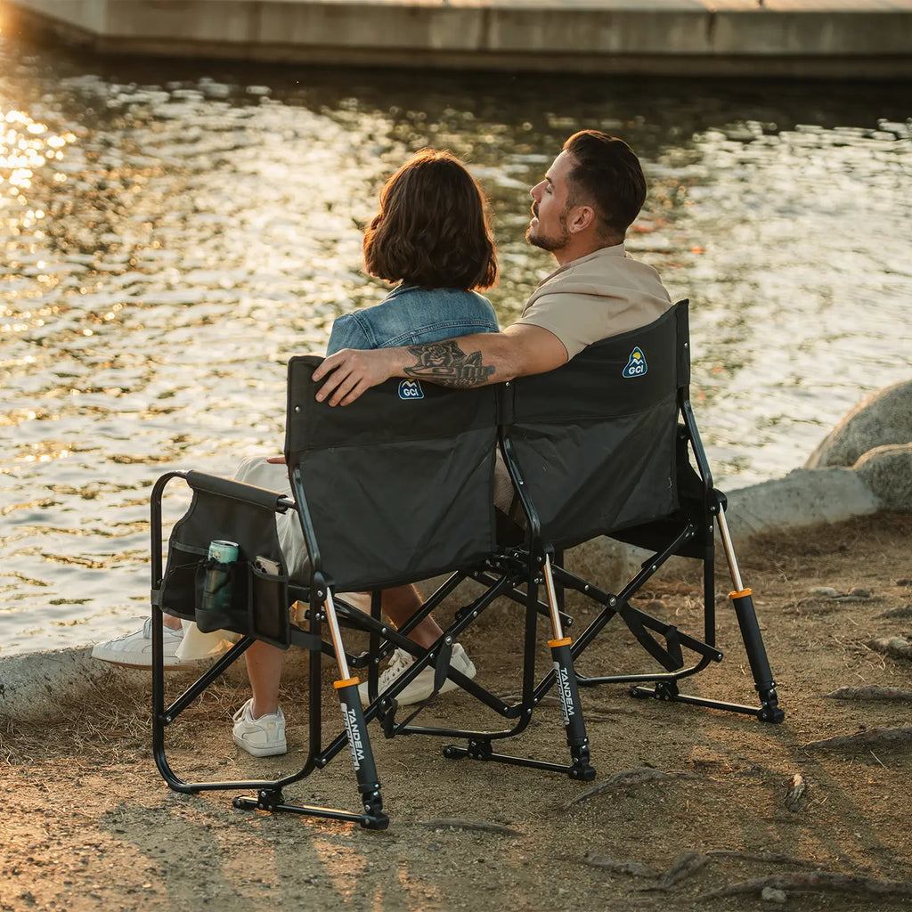 Premium All-Weather Tandem Rocker - Choice 227 - Heavy-Duty Kickback Rocker with Beverage Holder Detail