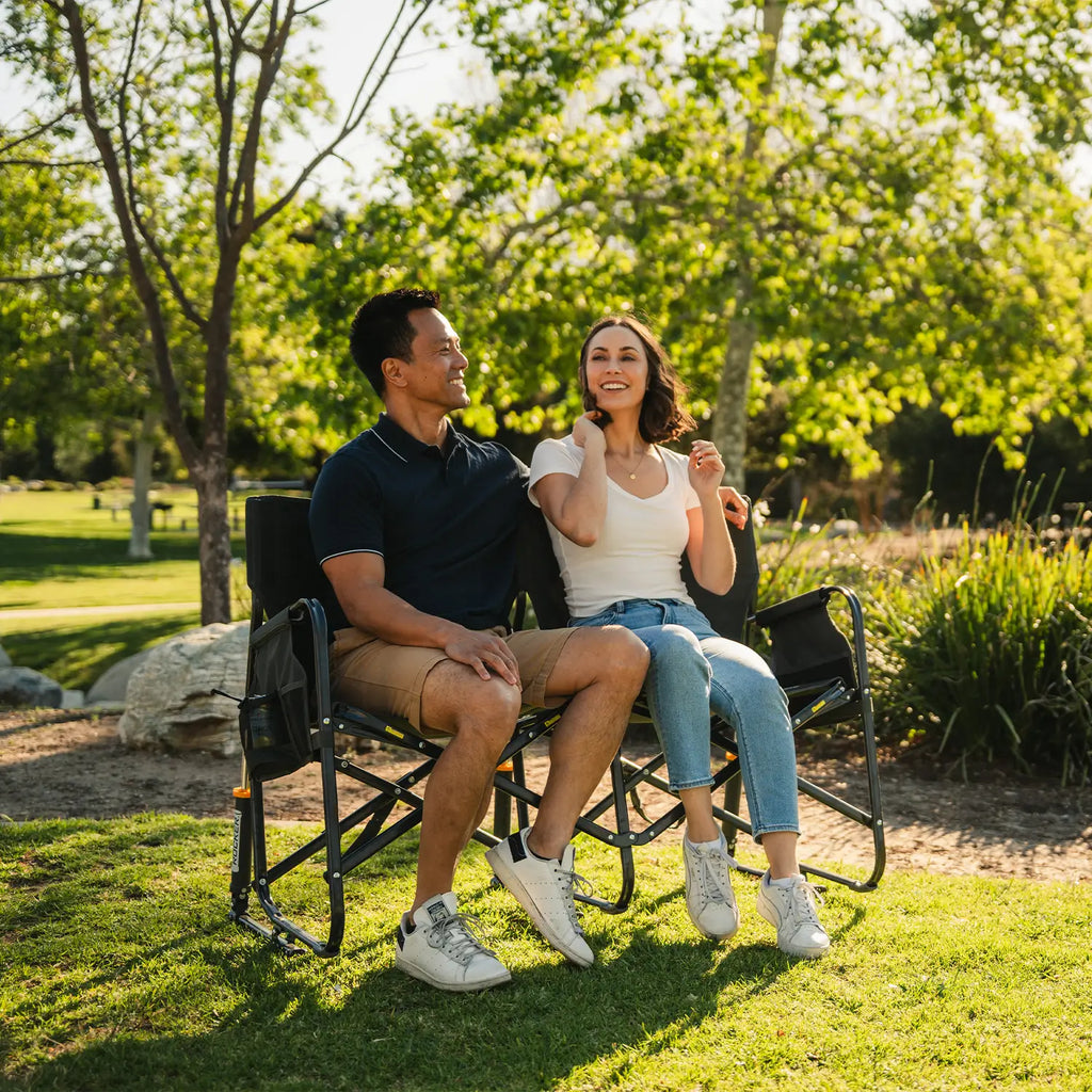 Premium All-Weather Tandem Rocker - Choice 227 - Heavy-Duty Kickback Rocker with Beverage Holder Detail