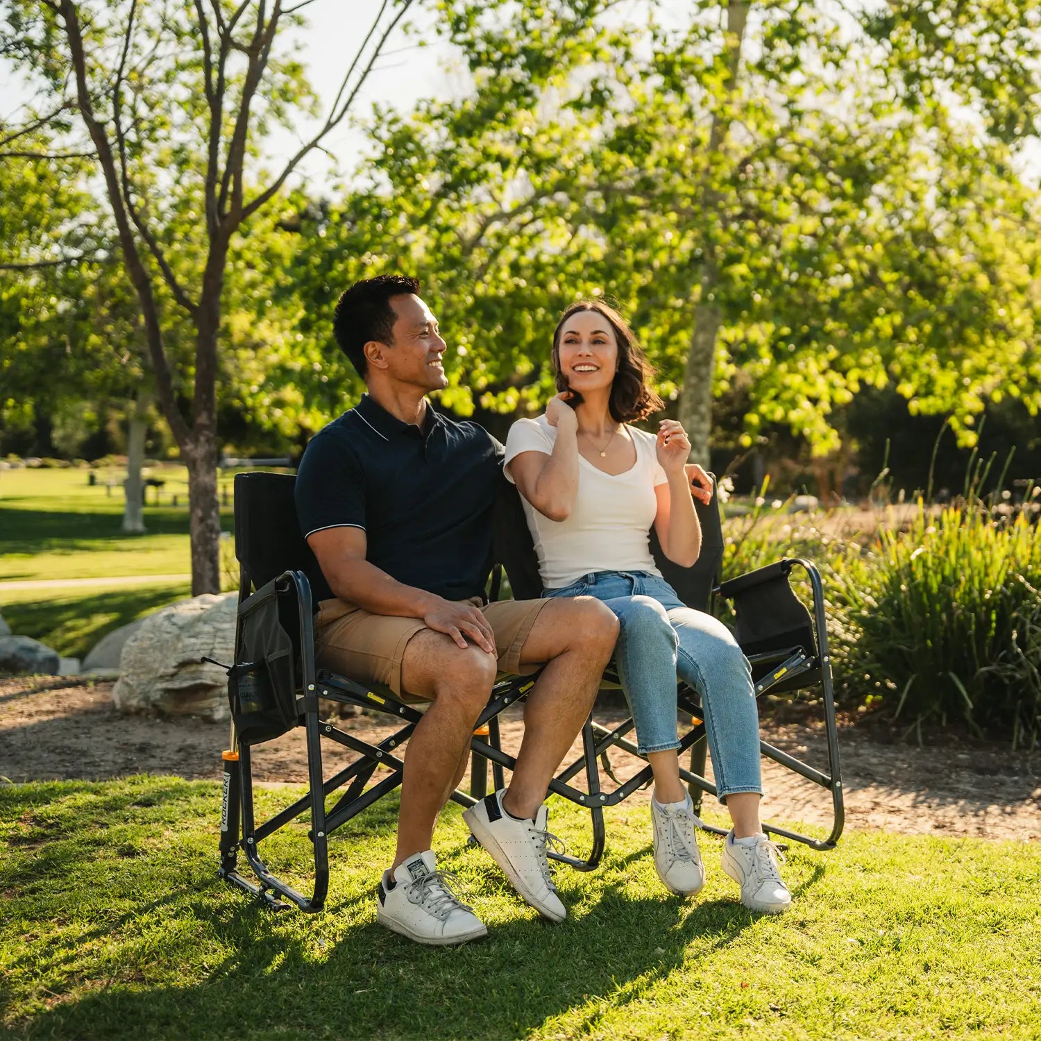 Premium All-Weather Tandem Rocker - Choice 227 - Heavy-Duty Kickback Rocker with Beverage Holder Detail