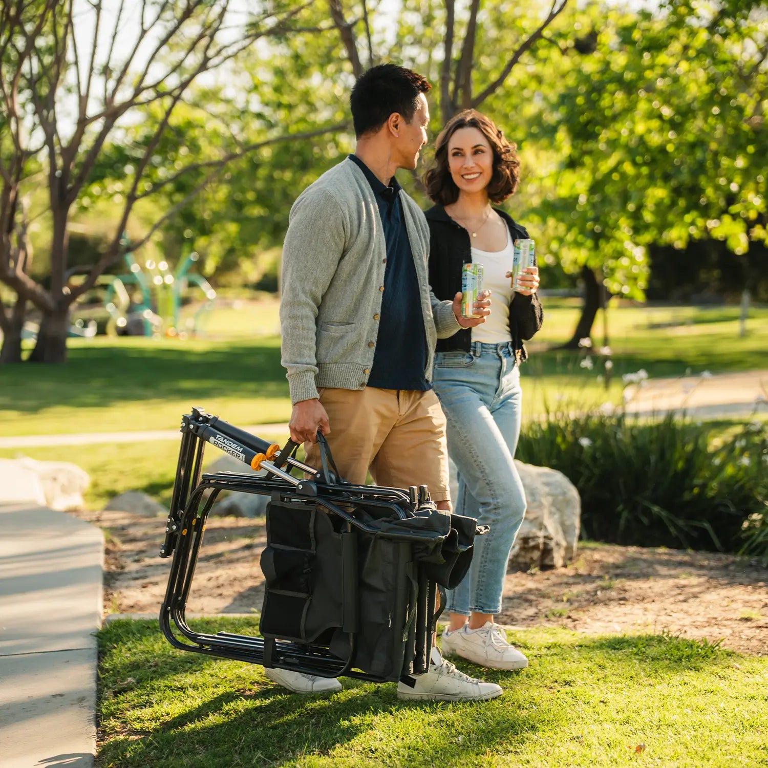 Premium All-Weather Tandem Rocker - Choice 227 - Heavy-Duty Kickback Rocker with Beverage Holder Detail
