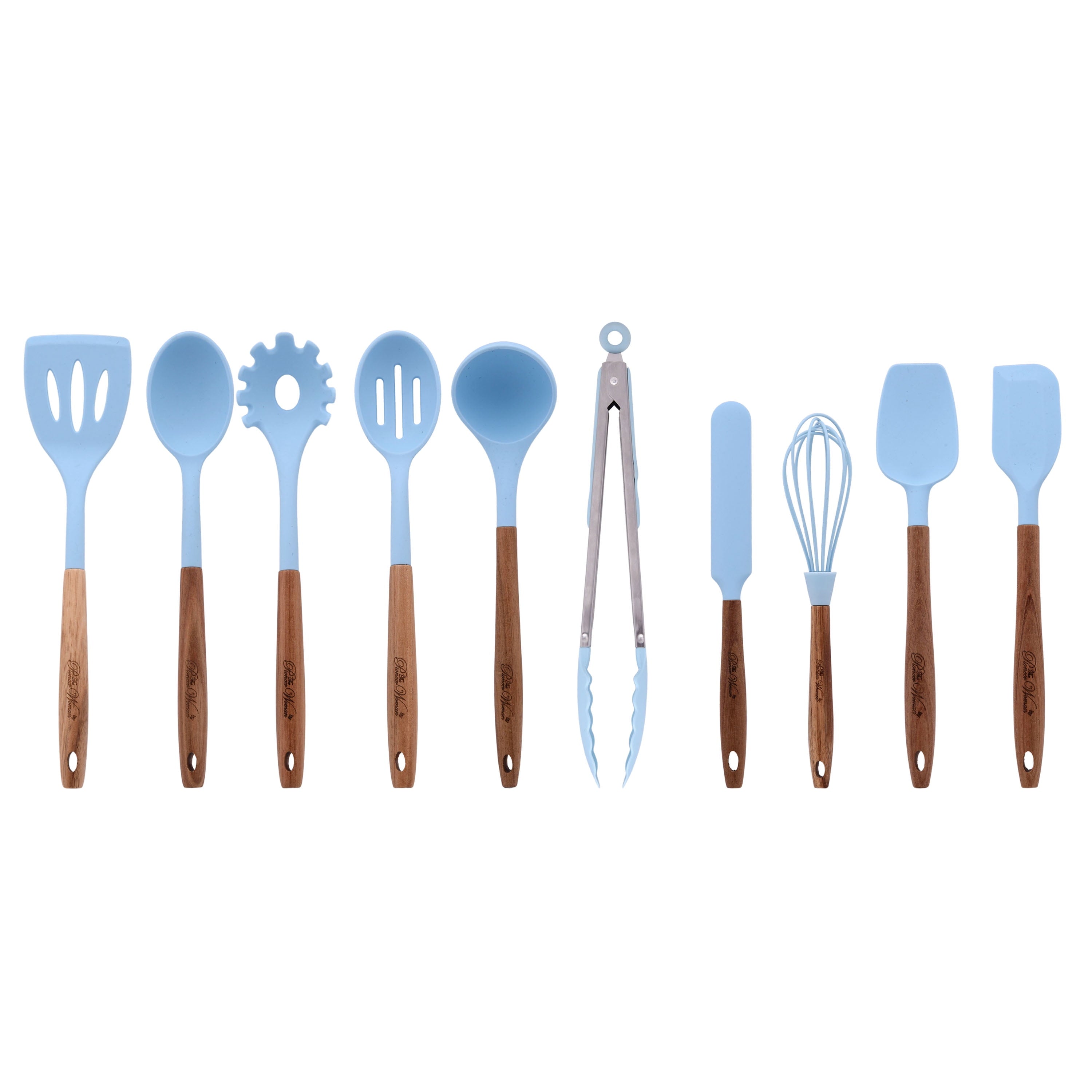 High-Precision 10-Piece Silicone and Acacia Wood Handle Cooking Utensils Set, Blue - High-Precision Culinary Tool for Baking & Cooking - Default Title