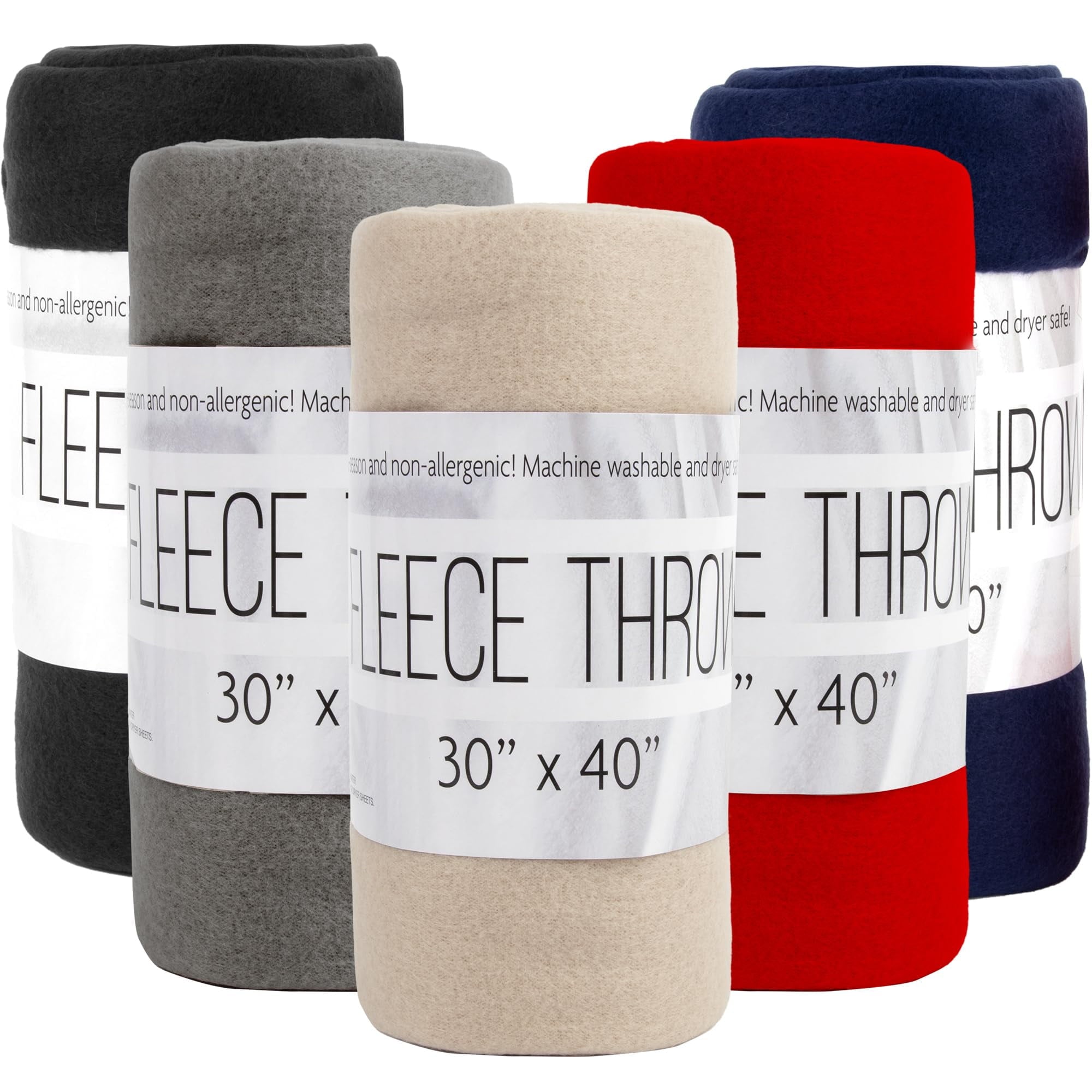 Decorative Knitted 24 pack Adult Soft Fleece 40"L x 30"L Twin Throw Blankets for Homeless, Wedding Favors, Home in Assorted Colors - Lightweight Plush Warm Blanket for All Seasons - Default Title