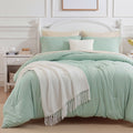 Heavyweight Warmth Queen Comforter Set Sage Green, 7 Pieces Lightweight Queen Bedding Sets, Contrasting Design - Luxurious Quilted Duvet Cover Set - Default Title