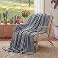 Decorative Knitted Fleece Throw Blanket for Couch Grey, Lightweight Plush Fuzzy Cozy Soft Blankets and Throws for Sofa, 50x60 inches - Super Soft Reversible Sherpa Flannel Blanket - Default Title