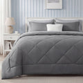 Heavyweight Warmth Queen Reversible Comforter Set - 7 Pieces Grey Bedding, Bed in a Bag with Alternative Comforter, Sheets, Pillowcases ... - Cloud-Like Soft Lightweight Bed Comforter - Default Title