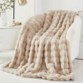 Super Soft Flannel Taupe Faux Fur Bubble Blankets for Couch Chair Sofa Luxury Fluffy Thick Bubble Throw Blanket Furry Blanket Fuzzy Soft... - Cozy Fleece Throw Blanket for Couch & Bed - Default Title
