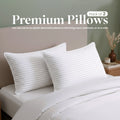 Ergonomic Memory Foam Bed Pillow with White Stripes - Set of 2 - Ultra Cozy & Relaxing For Adults, (Queen, 28"L x 20" W) - Orthopedic Shredded Foam Bed Pillow Set - Default Title