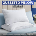 Ergonomic Memory Foam Queen Bed Pillow, 26"L x 18" W, Set of 2, Soft and High-Quality, Gusseted Pillow for All Sleep Positions (White) - Ergonomic Memory Foam Pillow for Neck Pain Support - Default Title