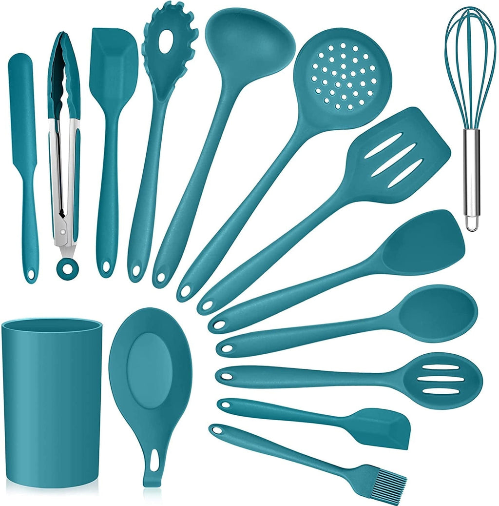 Chef-Quality 15-Piece Kitchen Utensils Set, Silicone Cooking Utensils with Holder, Non-stick Cookware Friendly & Heat Resistant - ... - High-Precision Culinary Tool for Baking & Cooking - Default Title