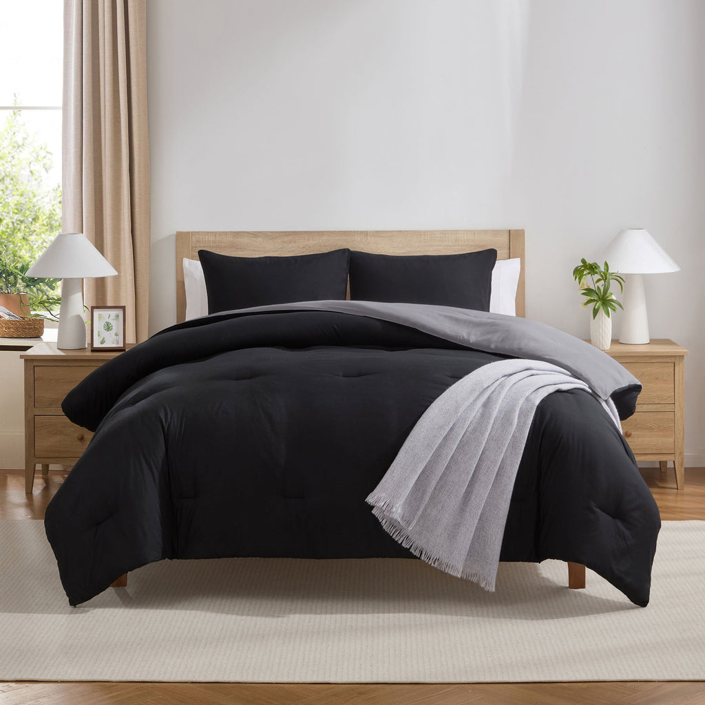 Heavyweight Warmth Comforter Sets, All Season Lightweight Reversible Queen Comforter Set, 3-Pc Bedding Sets, Black/Charcoal gray - Cloud-Like Soft Lightweight Bed Comforter - Default Title