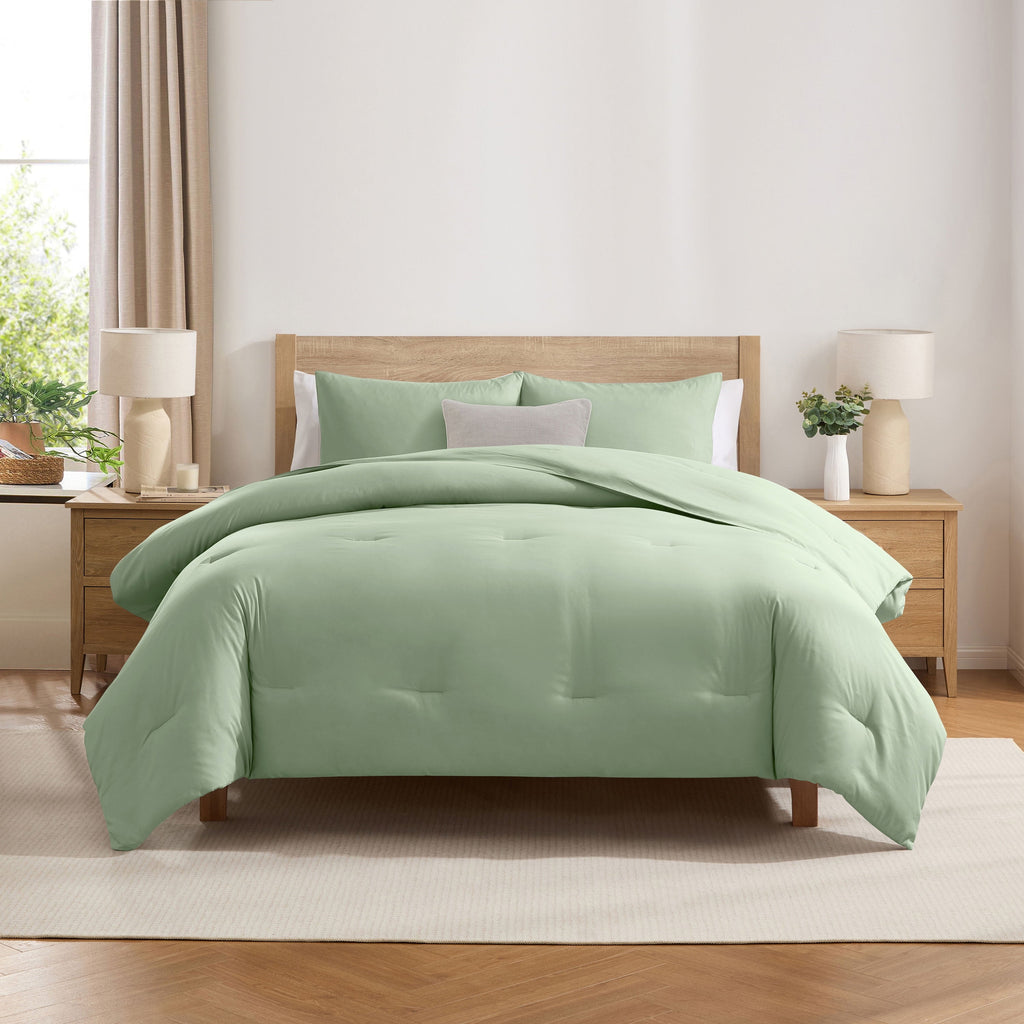 Fluffy Down Alternative Comforter Sets, All Season Lightweight Solid Queen Comforter Set, 3-Pc Bedding Sets, Sage Green - Cloud-Like Soft Lightweight Bed Comforter - Default Title