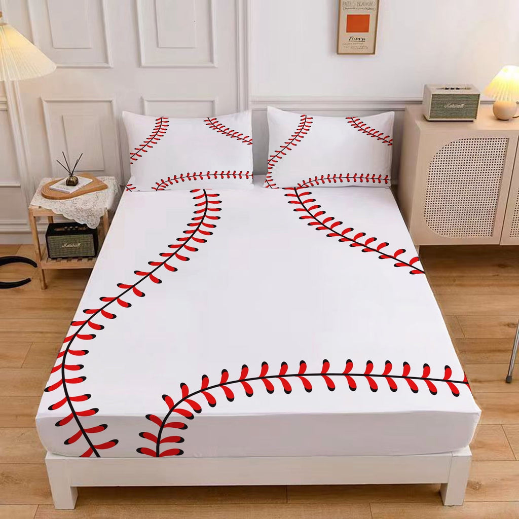 Ultra-Soft Baseball Sheet Set Sports Theme Bedding Set for Kids 3D Baseball Pattern Bed Sheets Baseball Games Bed Sheet Set Room... - Cooling Hotel Quality Bedding Sheets and Pillowcases - Default Title