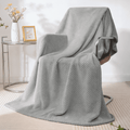 Reversible Sherpa Throw Blanket, Decorative Throws with Waffle Wave Design, Super Soft Plush Fuzzy Blankets , Luxury Lightweight and Br... - Luxury Knitted Decorative Throw Blanket with Fringes - Default Title