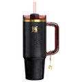 Insulated Travel The Quencher Luxe H2.0 Flowstate Tumbler D171F - Double-Wall Vacuum Insulated Travel Tumbler with Straw - Black Snakeskin