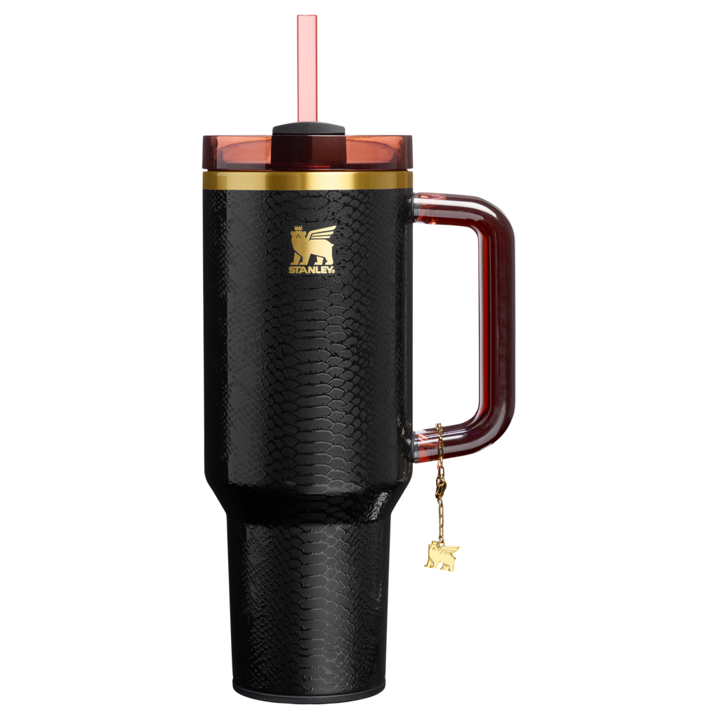Car-Cup Friendly The Quencher Luxe H2.0 Flowstate Tumbler D170A - Double-Wall Vacuum Insulated Travel Tumbler with Straw - Black Snakeskin