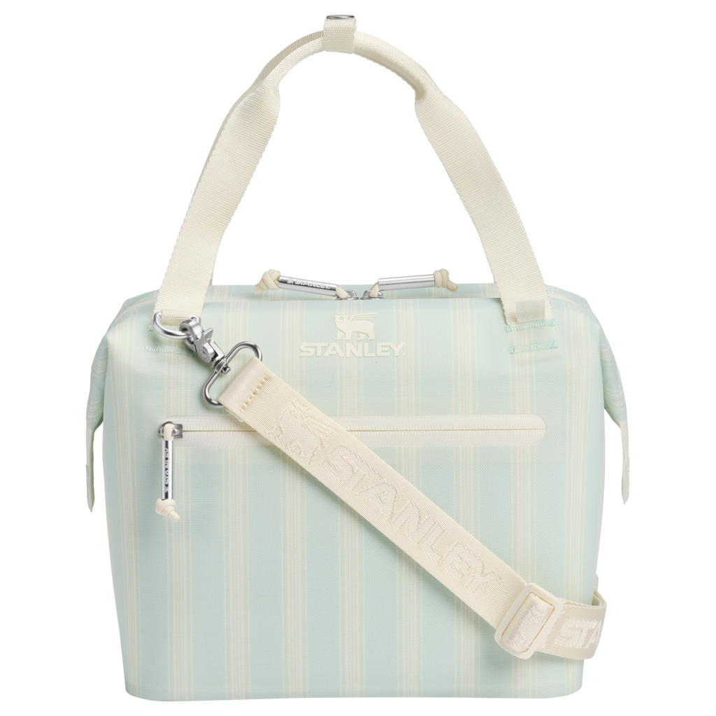 Heavy-Duty Tote The All Day Julienne Mini Cooler D349V - Leak-Proof Insulated Mini Cooler Bag for Lunch - Mist Picnic Stripe