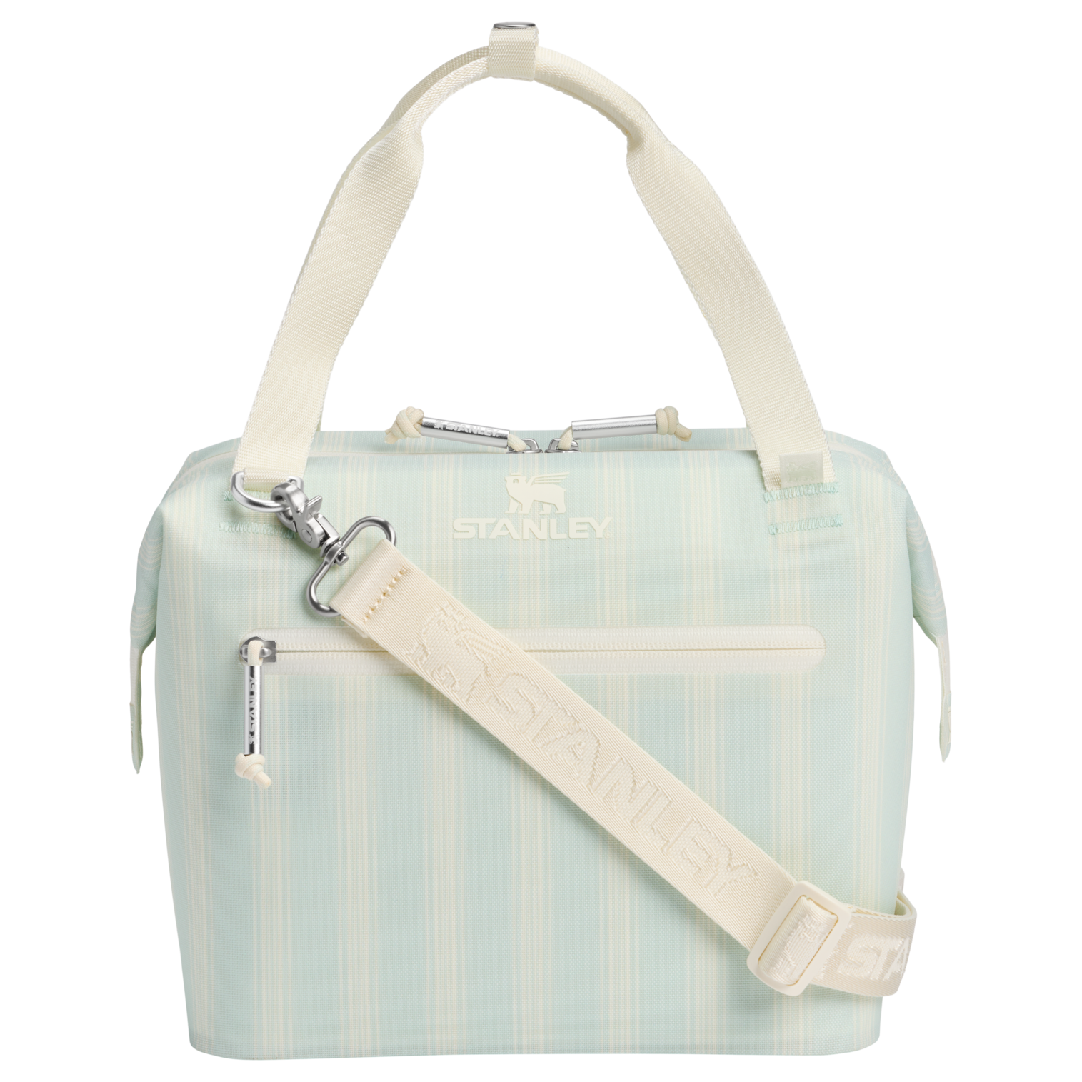 Heavy-Duty Tote The All Day Julienne Mini Cooler D349V - Leak-Proof Insulated Mini Cooler Bag for Lunch - Mist Picnic Stripe