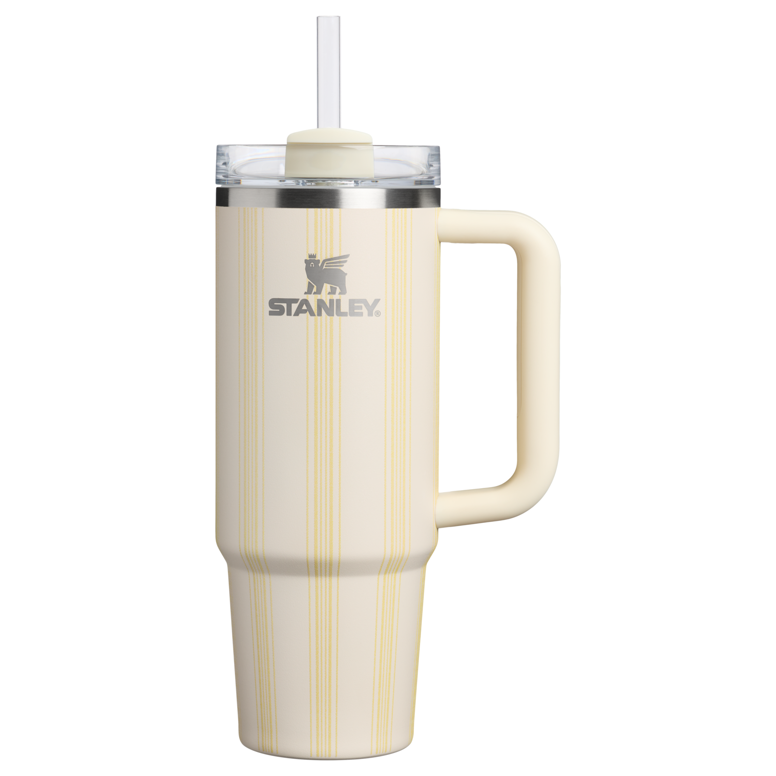 Insulated Travel The Quencher H2.0 Flowstate Tumbler D343V - Premium Stainless Steel Straw Cup for All-Day Hydration - Cream Picnic Stripe