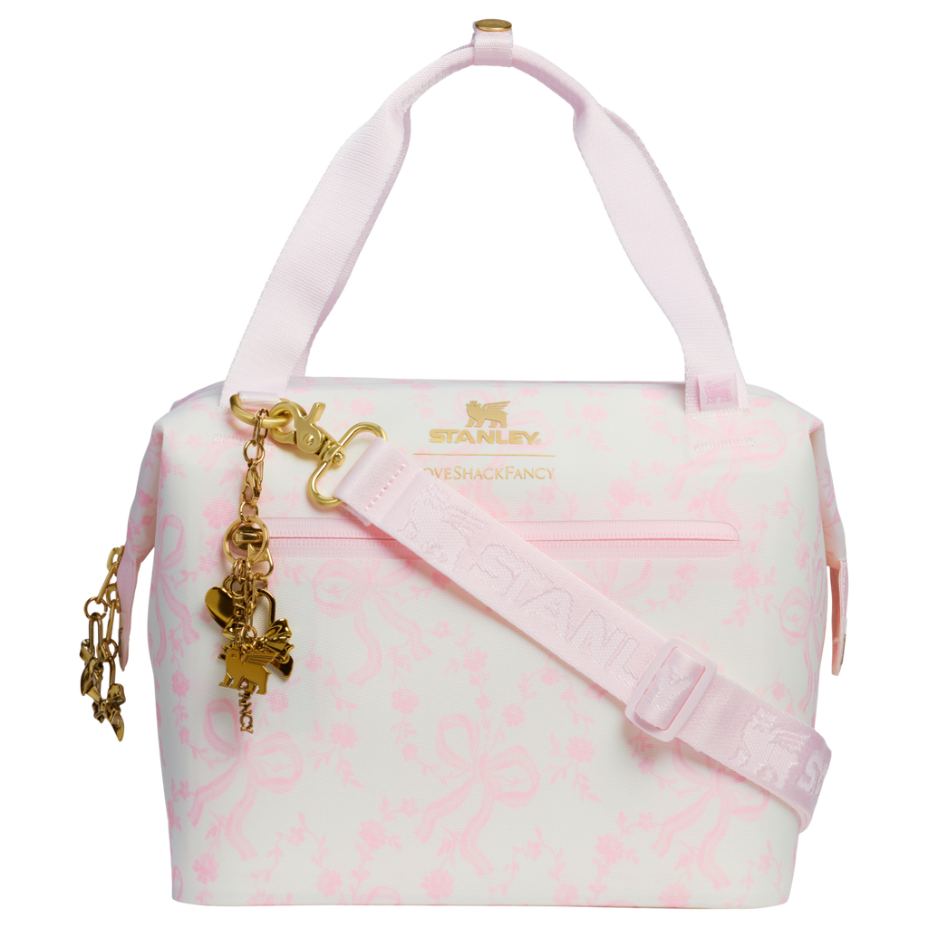 Heavy-Duty Tote Stanley 1913 x LoveShackFancy Holiday All Day Julienne Mini Cooler D194V - Leak-Proof Insulated Mini Cooler Bag for Lunch - Coquette Bow Winter Ice