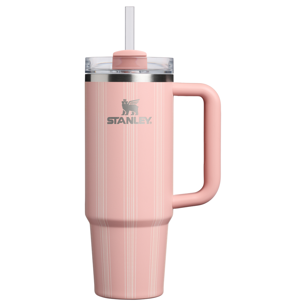 Insulated Travel The Quencher H2.0 Flowstate Tumbler D343V - Premium Stainless Steel Straw Cup for All-Day Hydration - Peach Rose Picnic Stripe