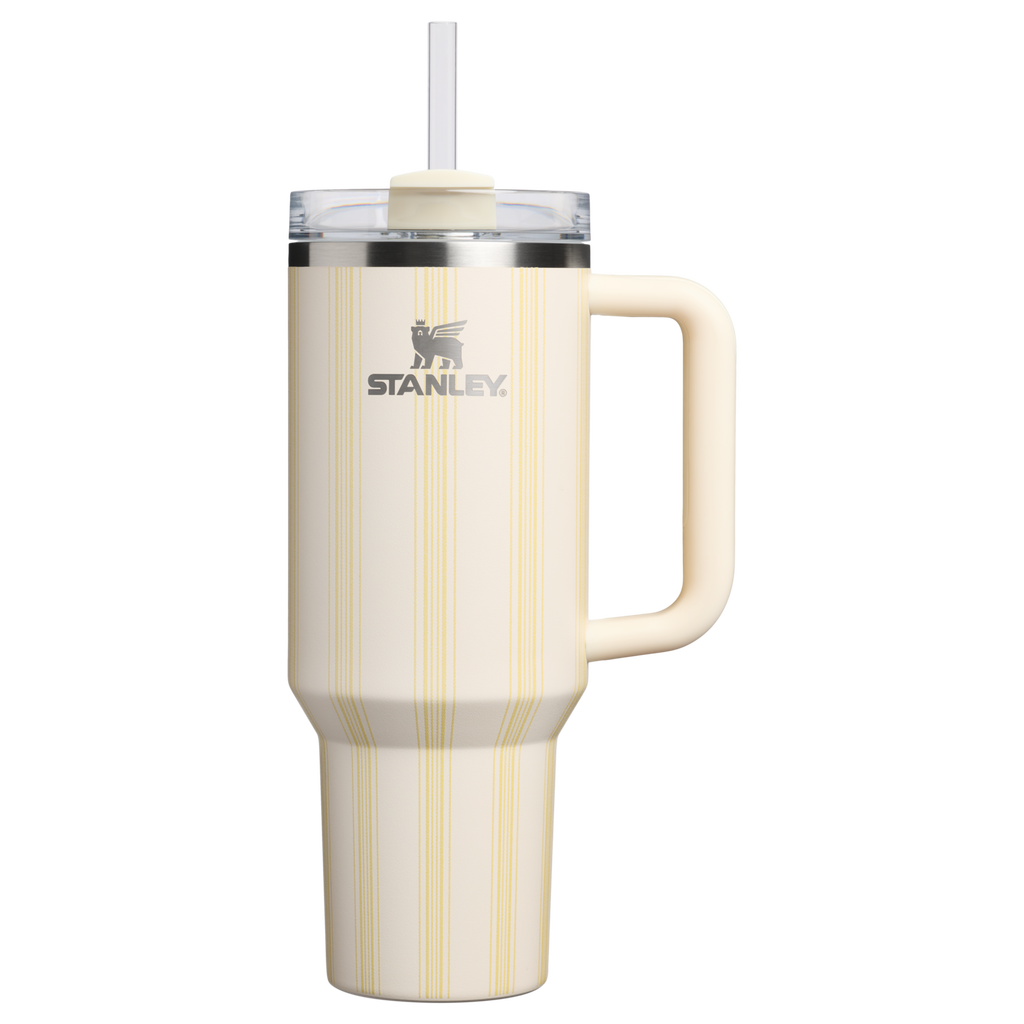 Insulated Travel The Quencher H2.0 Flowstate Tumbler D342C - FlowState 3-Position Lid Insulated Travel Mug - Cream Picnic Stripe
