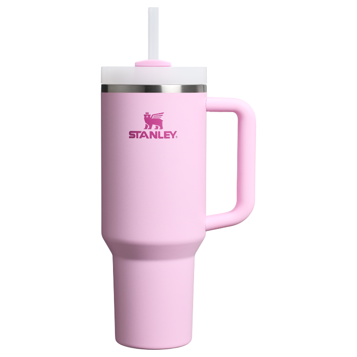 Splash-Resistant FlowState The Quencher H2.0 Flowstate Tumbler D050X - Double-Wall Vacuum Insulated Travel Tumbler with Straw - Cherry Blossom