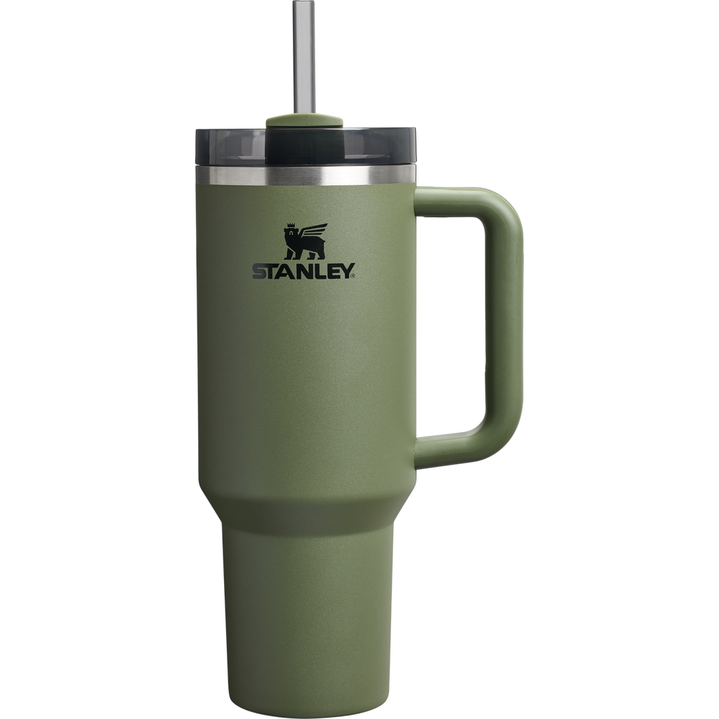 Splash-Resistant FlowState The Quencher H2.0 Flowstate Tumbler D050X - Double-Wall Vacuum Insulated Travel Tumbler with Straw - Dried Pine
