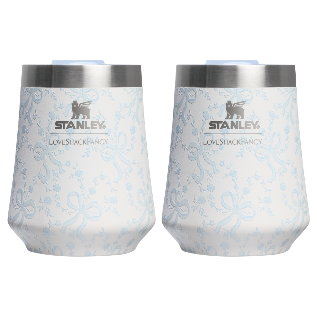 Flavor-Preserving Stanley 1913 x LoveShackFancy Holiday The Reserve Wine Tumbler Set | 2-pack D205C - Shatterproof Flavor-Preserving Cocktail Tumbler with Lid - Coquette Bow Winter Ice